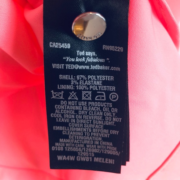 Ted Baker Meleni Embellished Top in Coral - Size 0 - Picture 8 of 9